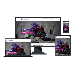 A computer screen and phone screen showing the website Quantus Creative created for Messages Floral